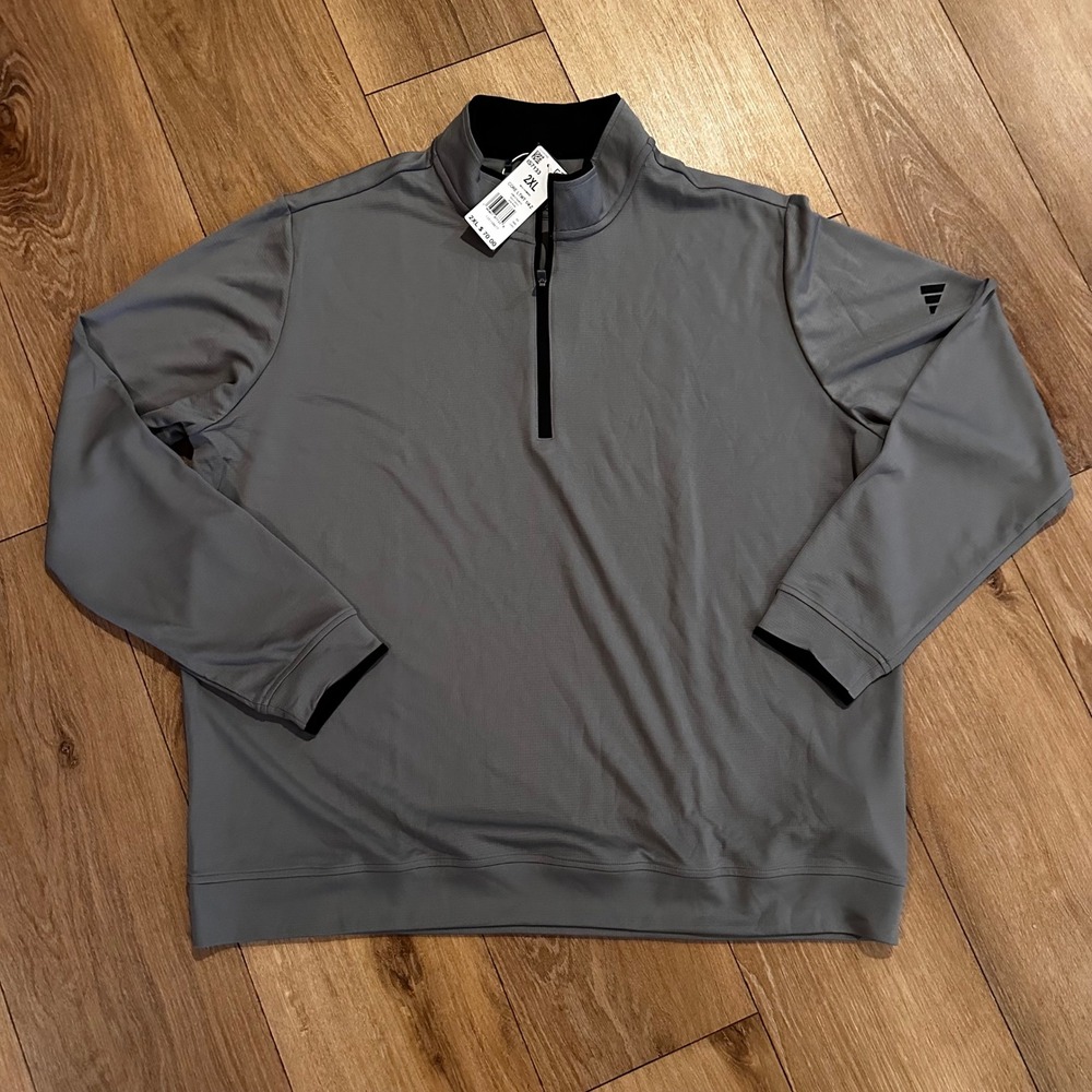 Adidas Mens Core Lightweight 1/4 Zip Golf Pullover Grey IS7133 Size 2XL NWT